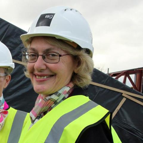 Carole Souter at the topping out ceremony at the Whitworth Art Gallery Carole Souter at the topping out ceremony at the Whitworth Art Gallery
