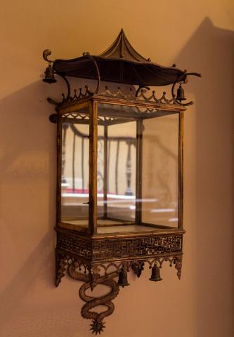 The Nostell Priory gilt metal wall lantern in the Chinese taste The Nostell Priory gilt metal wall lantern in the Chinese taste