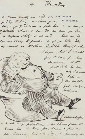 Sir Edward Burne-Jones (1833–98) letter showing the 'fat man' Sir Edward Burne-Jones (1833–98) letter showing the 'fat man'