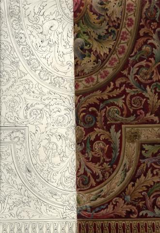 Design sketch for a carpet in the First Class lounge of the Cunard Liner RMS ‘Aquitania’ launched in 1913 Design sketch for a carpet in the First Class lounge of the Cunard Liner RMS ‘Aquitania’ launched in 1913
