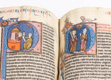 A close-up of an illuminated manuscript